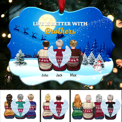 Life Is Better With Brothers - Personalized Christmas Ornament (Moon) - Makezbright Gifts