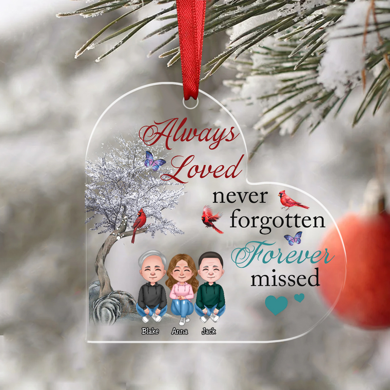 Family - Always Loved Never Forgotten Forever Missed - Personalized Acrylic Ornament (Ver 2) - Makezbright Gifts