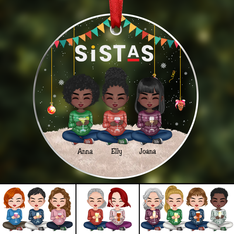 Besties - Sistas Forever - Personalized Transparent Ornament