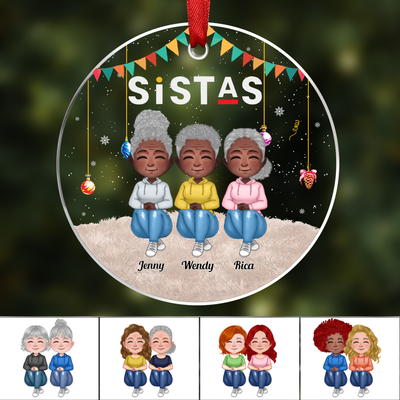 Besties - Sistas Forever - Personalized Transparent Ornament (Ver 3) - Makezbright Gifts
