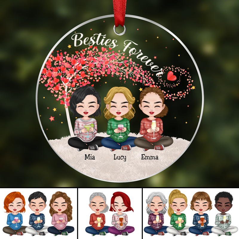 Besties - Besties Forever - Personalized Christmas Transparent Ornament (Ver 5)