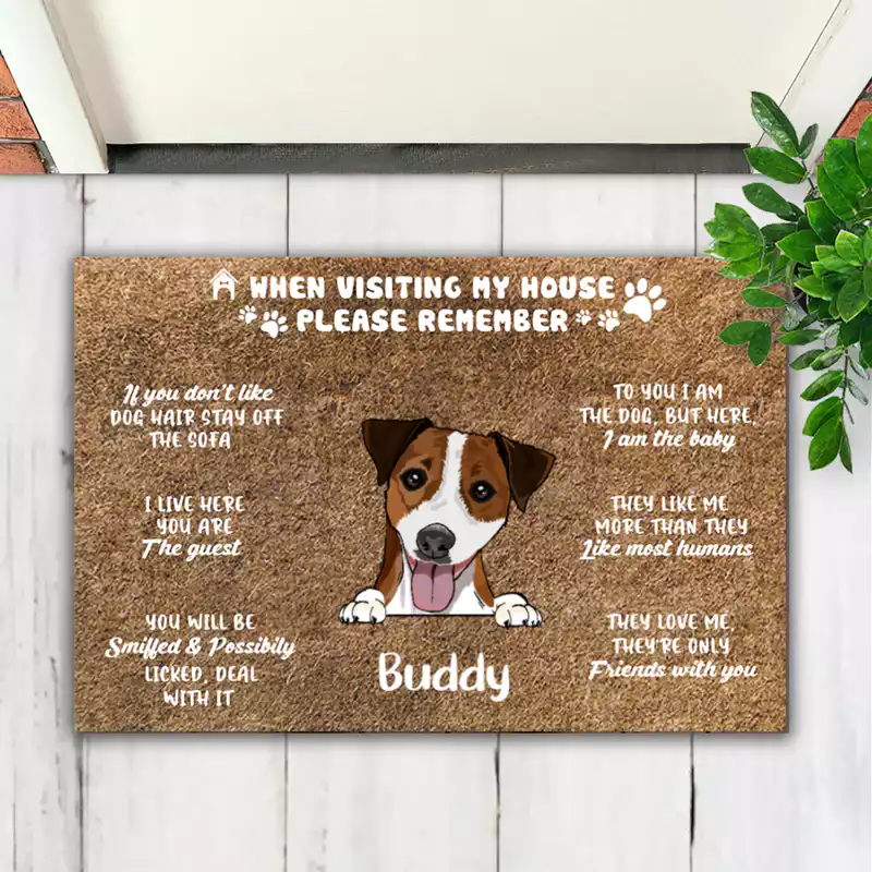 Dog Lovers - When Visit My House Please Remember - Personalized Doormat (Ver 4)