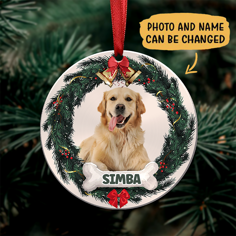 Pet Lovers - Custom Dog Christmas Ornament, Pet Memorial Ornament - Personalized Christmas Circle Ornament - Makezbright Gifts
