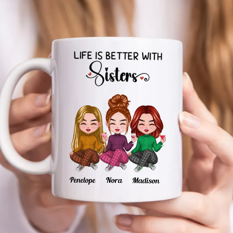 Life Is Better With Sisters, Custom Family Mug, Personalized Sister Gift,  Big Little Sister, Long Distance Sisters, Sisters Birthday Gift -   Portugal