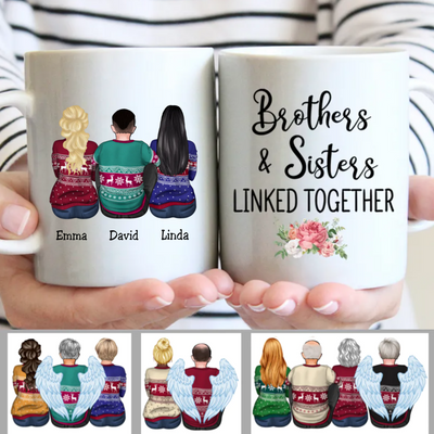 Brothers & Sisters Linked Together - Personalized Mug - Makezbright Gifts