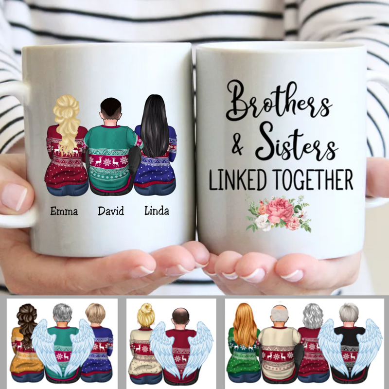 Brothers & Sisters Linked Together - Personalized Mug