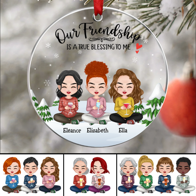 Besties - Our Friendship Is A True Blessing To Me - Personalized Transparent Ornament Ver 2 - Makezbright Gifts