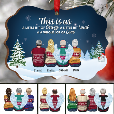 Family - This Is Us A Little Bit Of Crazy A Little Bit Loud & A Whole Lot Of Love - Personalized Christmas Ornament (Blue) - Makezbright Gifts
