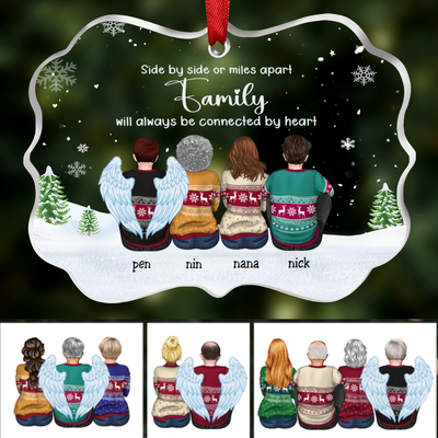 Family - Side By Side Or Miles Apart ... Will Always Be Connected By Heart - Personalized Transparent Ornament - Makezbright Gifts