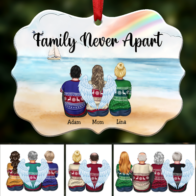 Family Never Apart - Personalized Acrylic Ornament - Christmas Gift Family Ornament For Dad, Mom, Siblings - Family Hugging - Makezbright Gifts