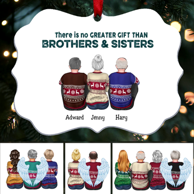 There Is No Greater Gift Than Brothers & Sisters - Personalized Christmas Ornament (white) - Makezbright Gifts