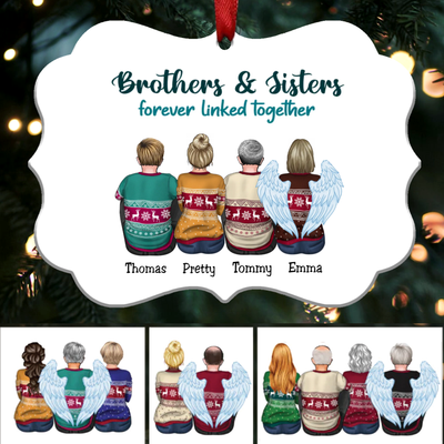 Brothers & Sisters Forever Linked Together - Personalized Christmas Ornament (White) - Makezbright Gifts
