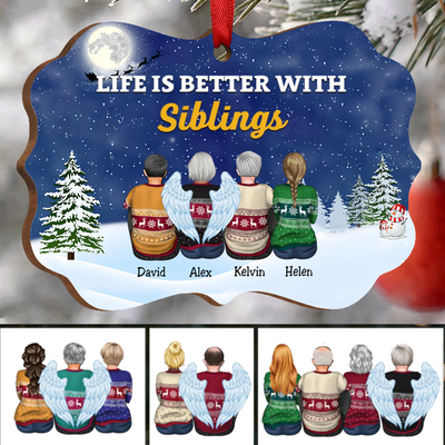 Christmas Ornament - Life Is Better With Siblings - Personalized Christmas Ornament - Makezbright Gifts