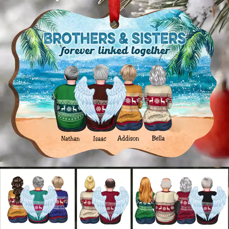 Brothers & Sisters Forever Linked Together - Personalized Christmas Ornament - Makezbright Gifts