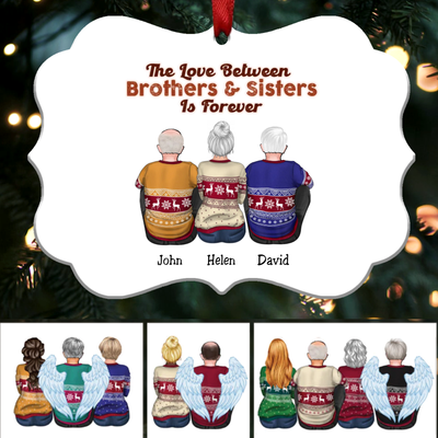 The Love Between Brothers & Sisters Is Forever - Personalized Christmas Ornament (white) - Makezbright Gifts