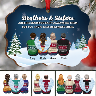 Family - Brothers & Sisters Are Like Stars You Can't Always See Them But You Know They're Always There - Personalized Christmas Ornament - Makezbright Gifts