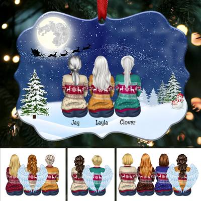 Sisters Besties Gift Christmas Idea - Personalized Christmas Ornament (Blue) - Makezbright Gifts