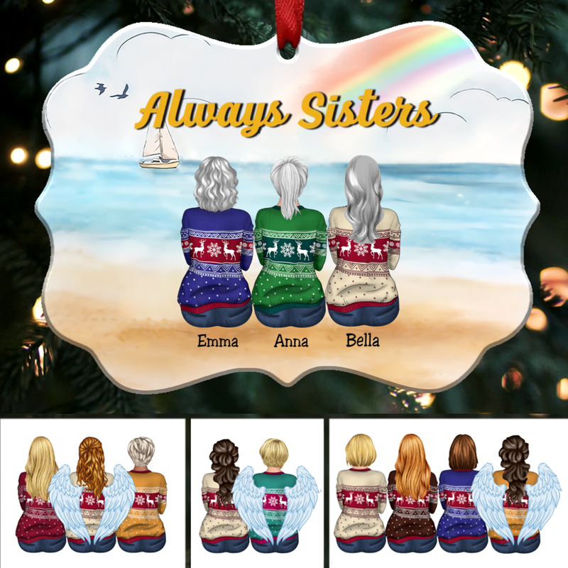 Sisters Memorial Gift - Always Sisters - Personalized Christmas Ornament (BS1)