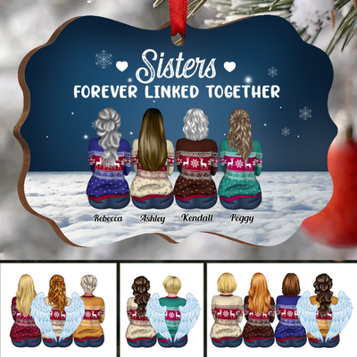 Sisters - Sisters Forever Linked Together - Personalized Acrylic Ornament - Makezbright Gifts