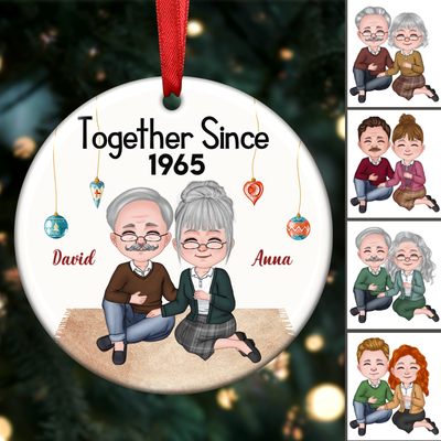 Couple - Together Since - Personalized Circle Ornament - Makezbright Gifts