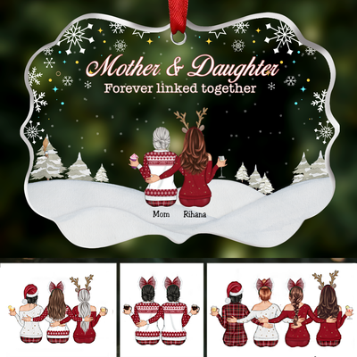 Mother & Daughter - Mother & Daughter Forever Linked Together - Personalized Transparent Ornament - Makezbright Gifts