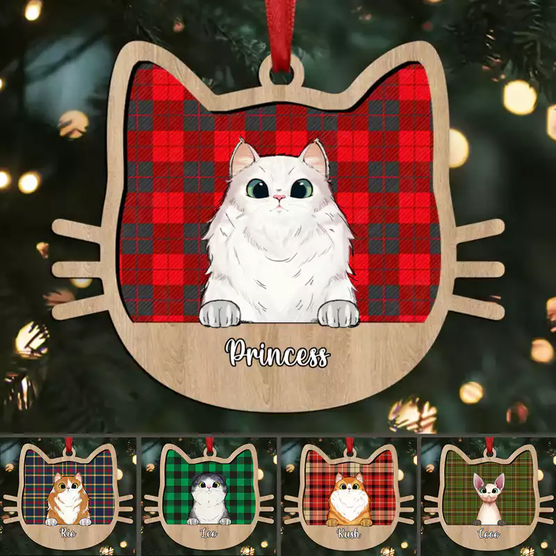 Cat Lovers - Custom Cat Face - Personalized Ornament (Ver 2)