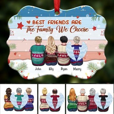 Best Friends Are the Family We Choose Gift Christmas - Personalized Christmas Ornament (Pastel) - Makezbright Gifts