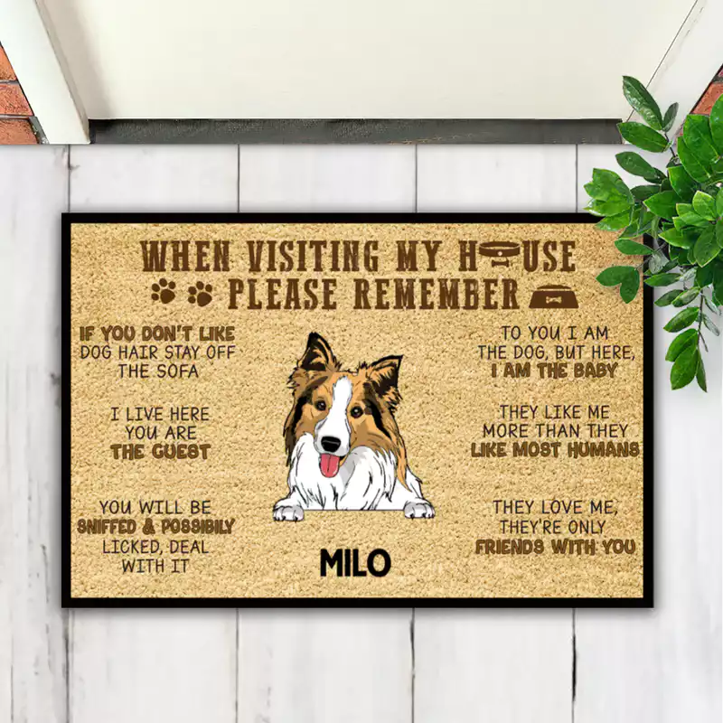 Dog Lovers - When Visit My House Please Remember - Personalized Doormat (Ver 2)