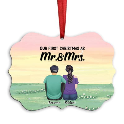 Couple - Our First Christmas As Mr.&Mrs - Personalized Married Acrylic Ornament - Makezbright Gifts