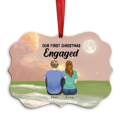 Couple - Our First Christmas Engaged - Personalized Married Acrylic Ornament (Ver2) - Makezbright Gifts