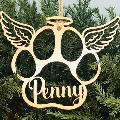 Pet Angel Paw Memorial Ornament - Personalized Acrylicen Ornaments - Makezbright Gifts