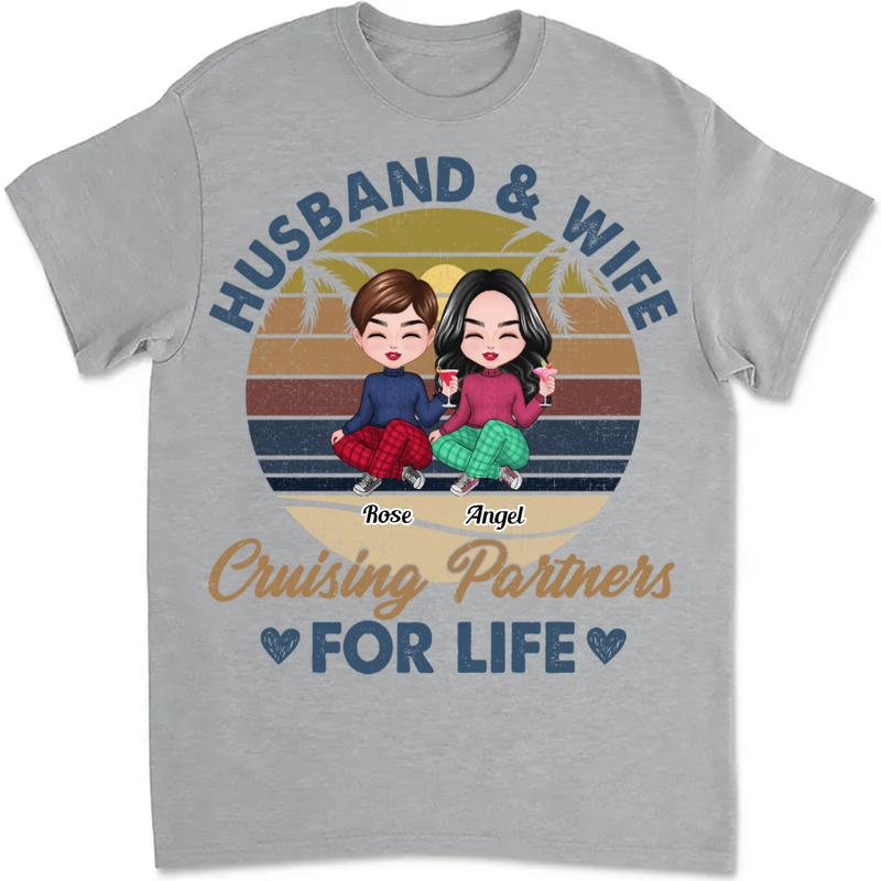Couple - Husband And Wife Cruising Partners For Life - Personalized Unisex T-shirt