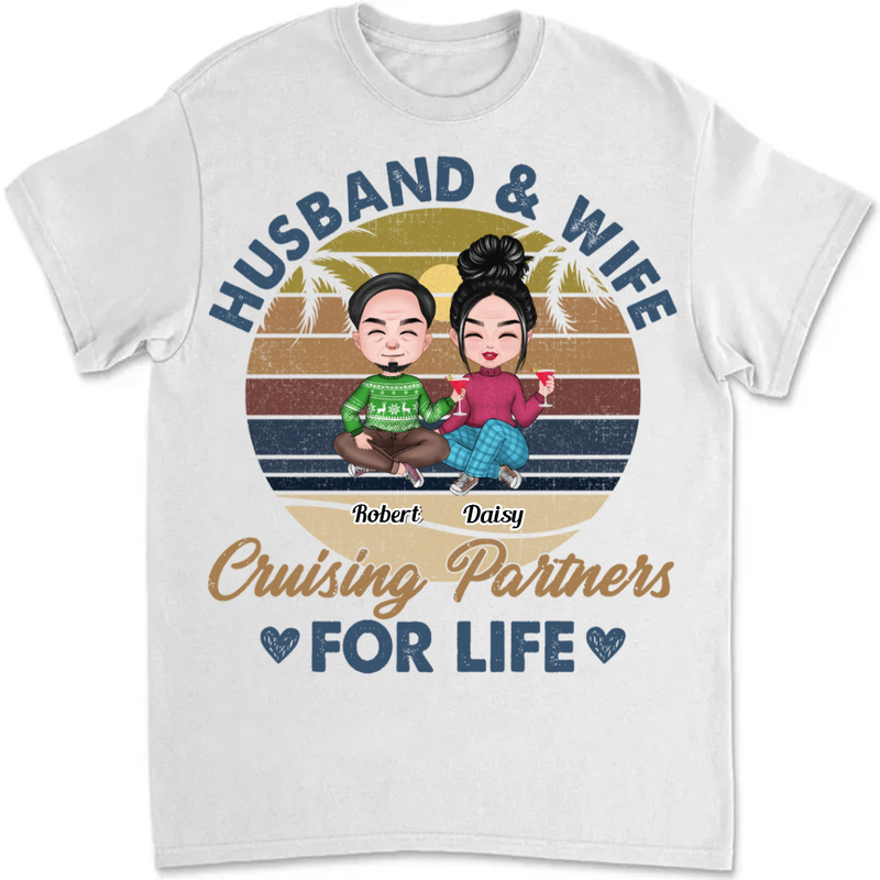 Couple - Husband And Wife Cruising Partners For Life - Personalized Unisex T-shirt