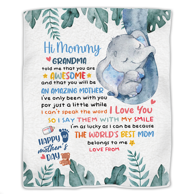 Mother - Hi Mommy, Grandma Told Me That You Are Awesome  - Personalized Blanket - Makezbright Gifts