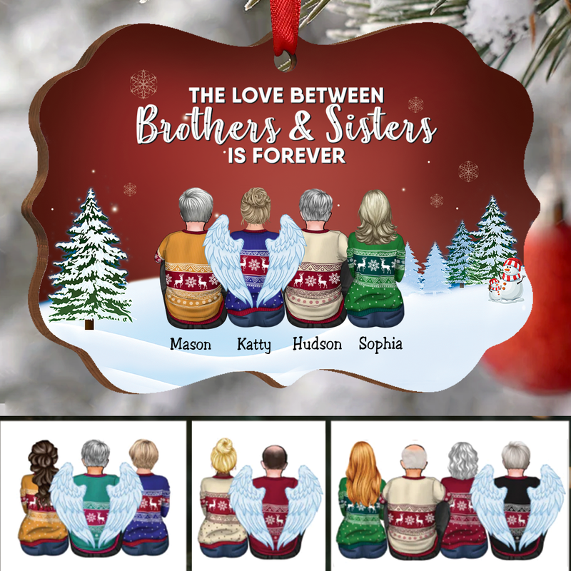 Family - The Love Between Brothers & Sisters Is Forever - Personalized Christmas Ornament (Red)