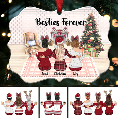 Up to 9 Women - Xmas Ornament - Besties Forever - Personalized Christmas Ornament - Makezbright Gifts