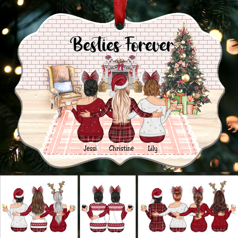 Up to 9 Women - Xmas Ornament - Besties Forever - Personalized Christmas Ornament