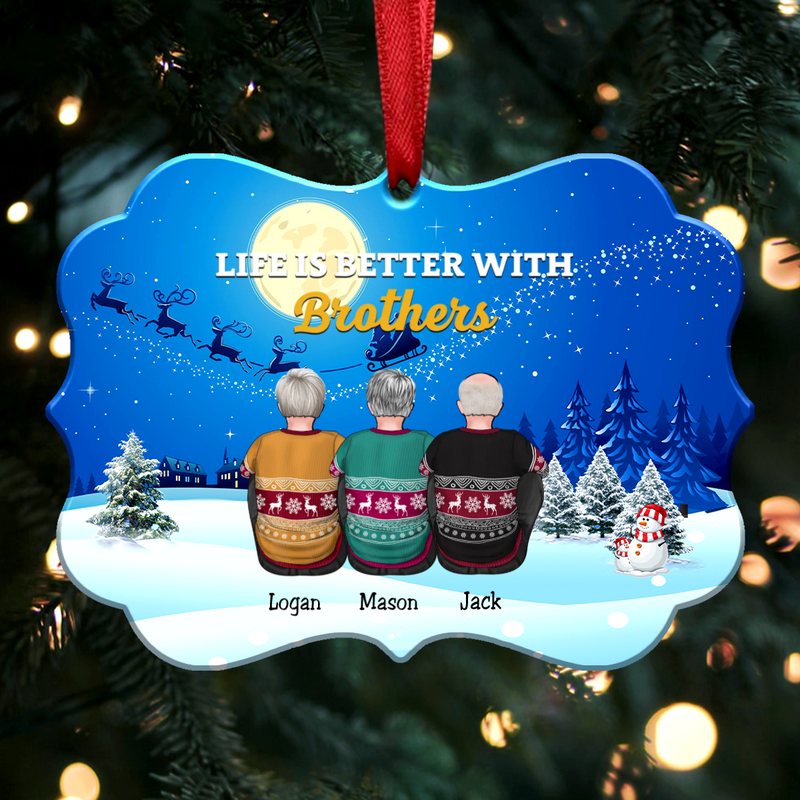 Life Is Better With Brothers - Personalized Christmas Ornament (Moon)