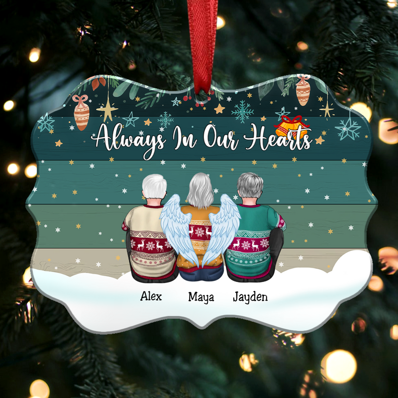 Always In Our Hearts - Personalized Christmas Ornament (Green)