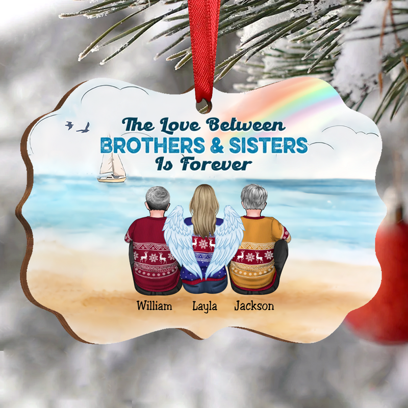 Family - The Love Between Brothers & Sisters Is Forever - Personalized Christmas Ornament - Makezbright Gifts