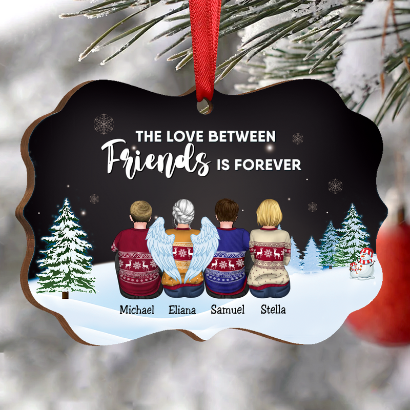 Family - The Love Between Friends Is Forever - Personalized Christmas Ornament (Black)