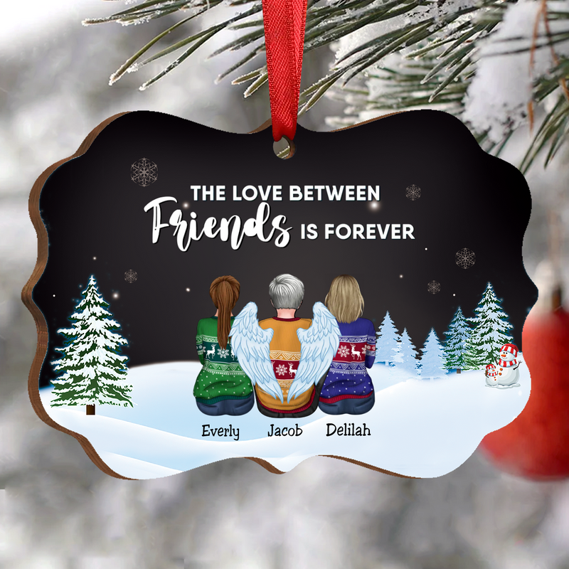 Family - The Love Between Friends Is Forever - Personalized Christmas Ornament (Black) - Makezbright Gifts