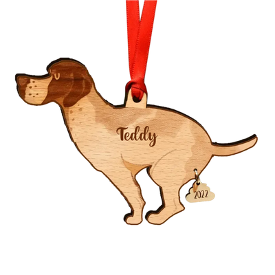 Pooping Dog 2022, Fun Christmas Tree Ornament, Custom Dog Breed And Dog Name Acrylicen Ornament - Makezbright Gifts