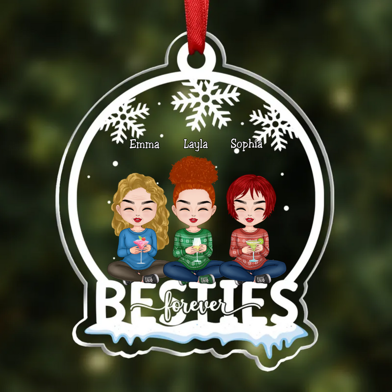 Besties - Besties Forever - Personalized Transparent Ornament (SA)