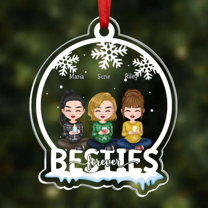 Besties - Besties Forever - Personalized Transparent Ornament (SA)