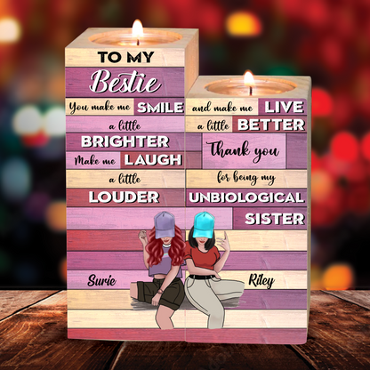 Besties - To My Bestie You Make Me Smile A Little Brighter- Personalized Candle Holder