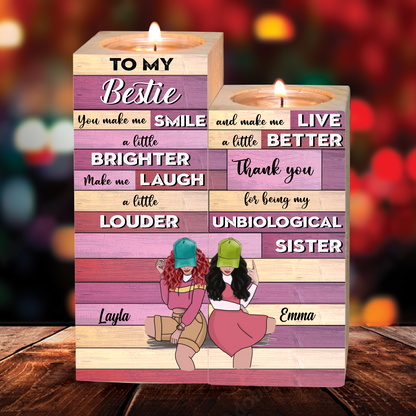 Besties - To My Bestie You Make Me Smile A Little Brighter- Personalized Candle Holder