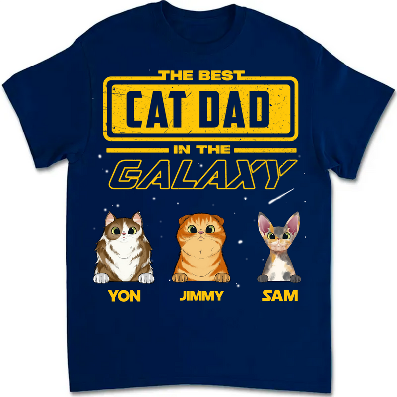 Cat Lovers - The Best Cat Dad In The Galaxy - Personalized T-shirt
