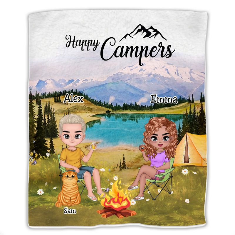 Campers - Happy Campers - Personalized Blanket
