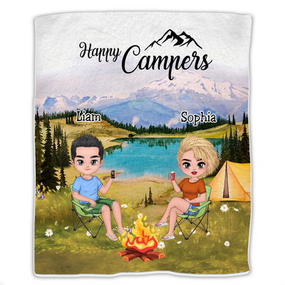 Campers - Happy Campers - Personalized Blanket - Makezbright Gifts